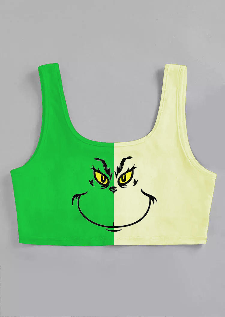 

Crop Tops Christmas Cartoon Color Block Crop Tank Top - Green in Green. Size: ,M,L,XL