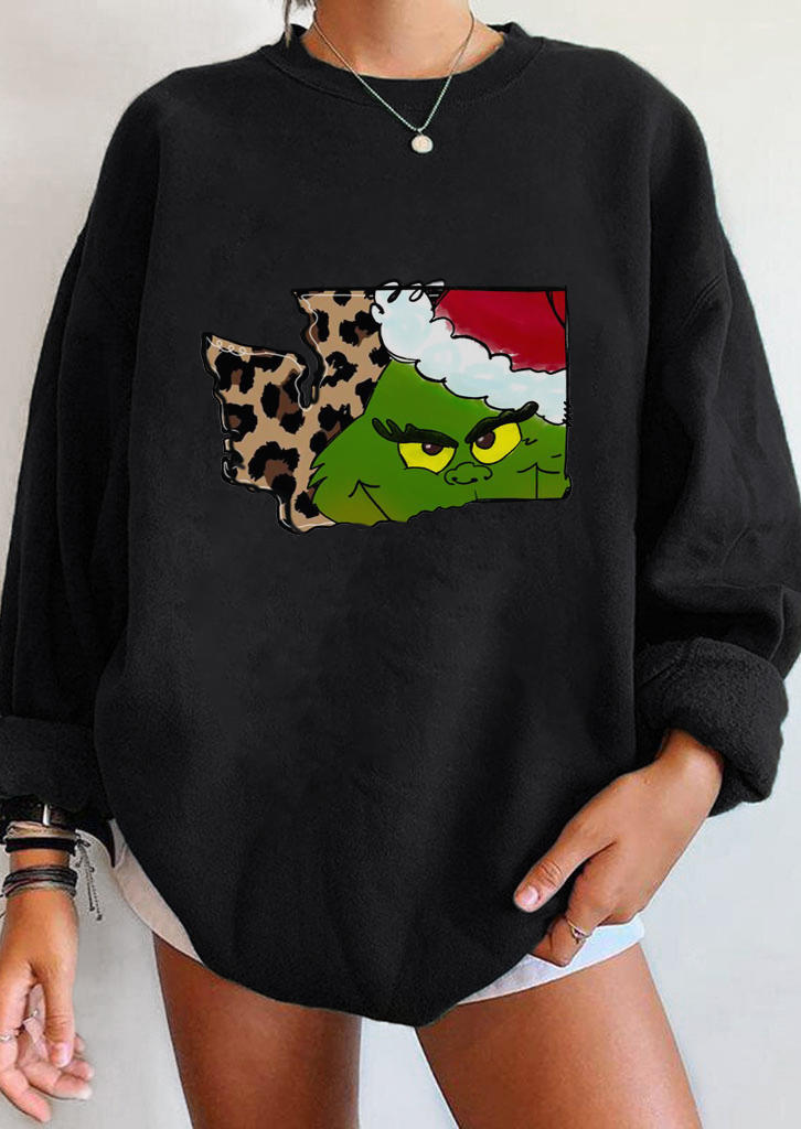

Sweatshirts Christmas Cartoon Leopard Sweatshirt in Black. Size: ,M,L,XL