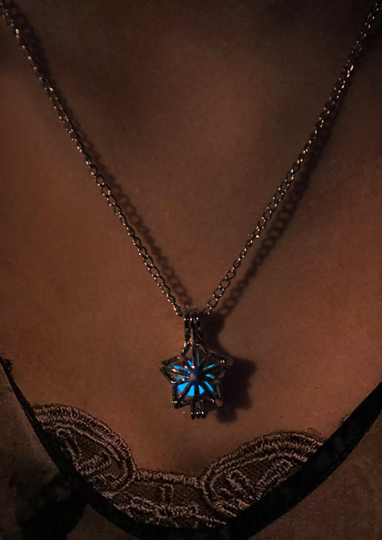 

Necklaces Star Luminous Alloy Necklace in Sky Blue,Cyan. Size