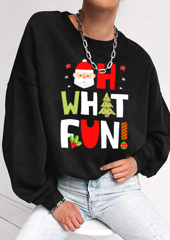 

Sweatshirts Oh What Fun Christmas Pullover Sweatshirt in Black. Size: ,M,L,XL
