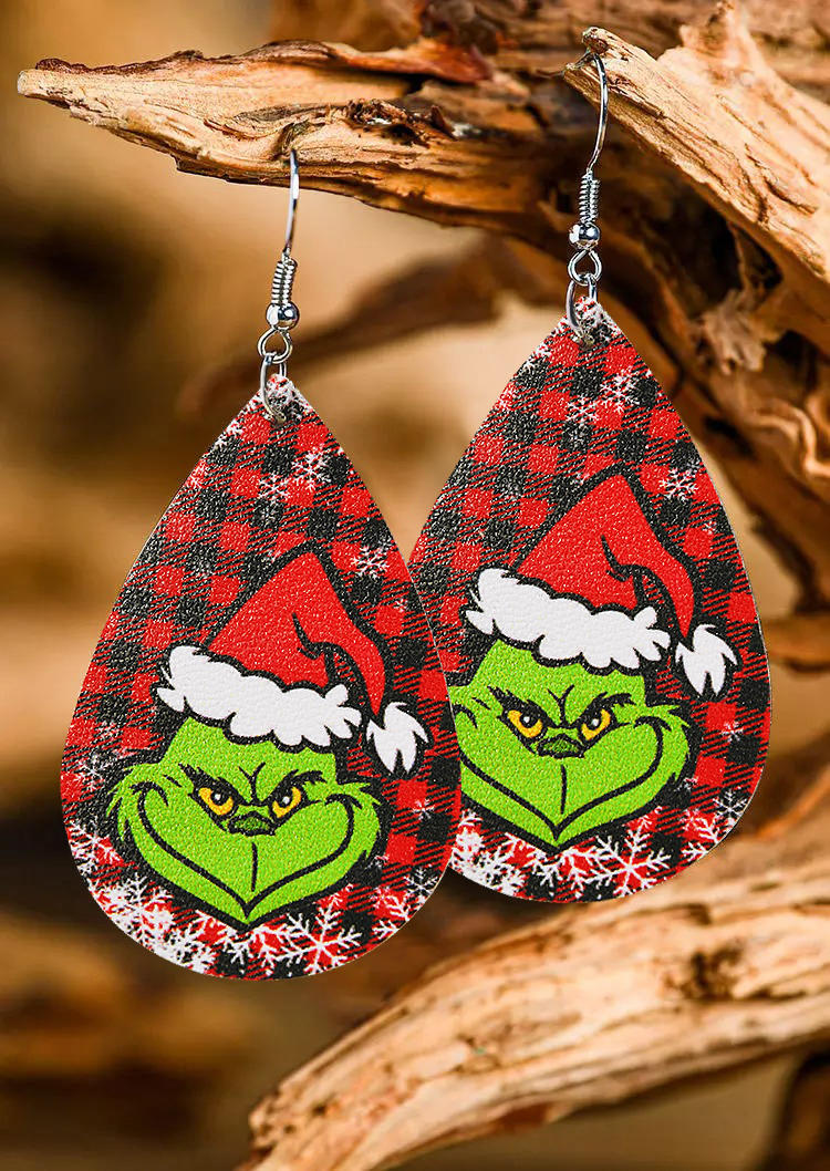 

Earrings Cartoon Buffalo Plaid Water Drop Earrings in Multicolor. Size