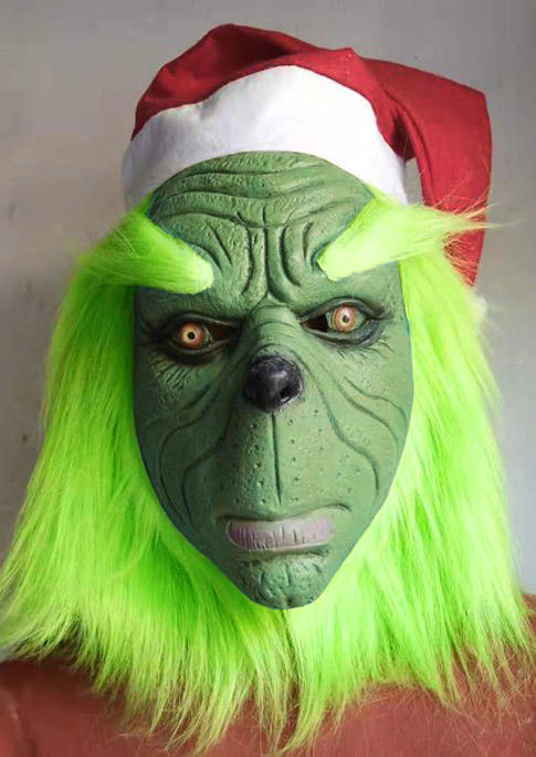 

Green Monster Christmas Cosplay Mask in Green. Size