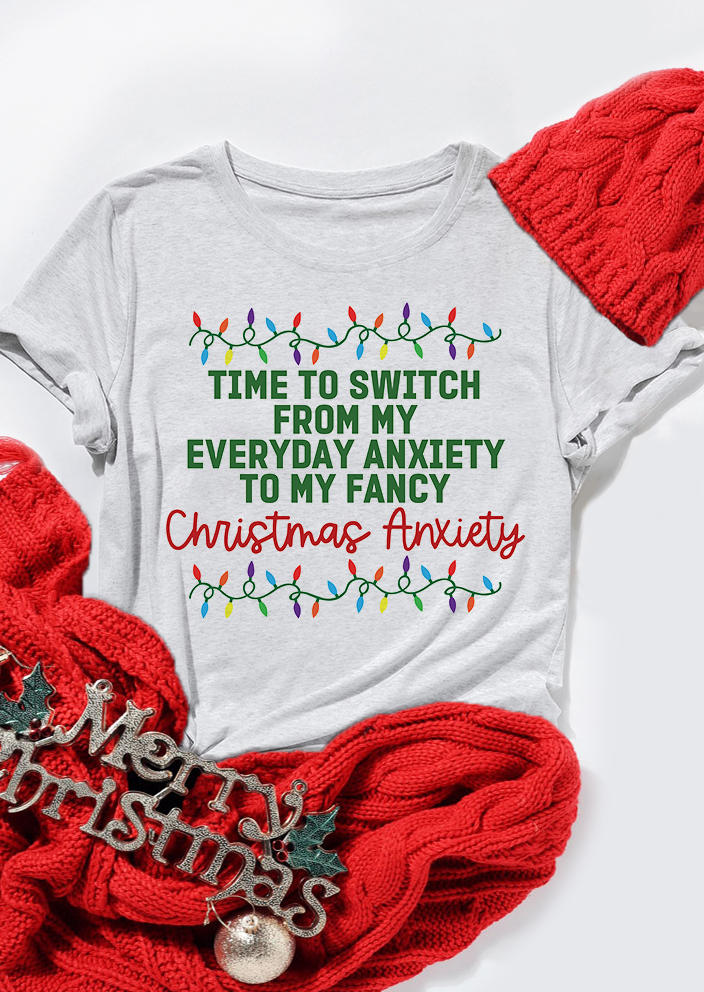 

T-shirts Tees Christmas Time To Switch Graphic T-Shirt Tee in Light Grey. Size: ,M,L,XL