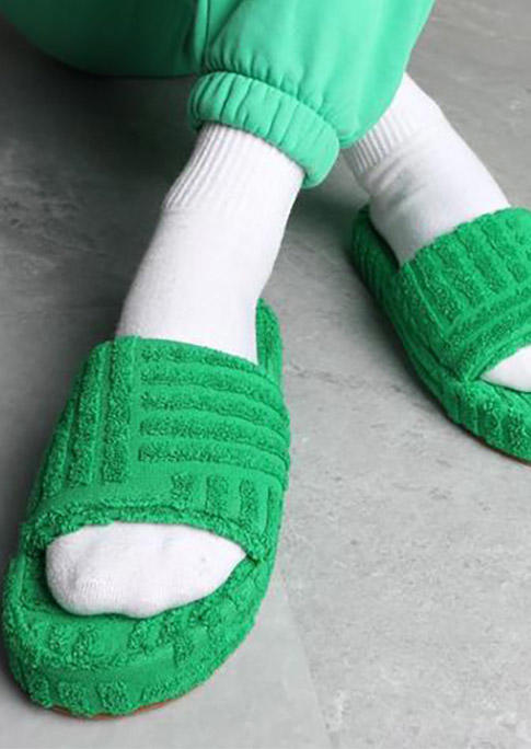 

Slippers Warm Plush Slip On Slippers in Green. Size: ,38,39,40,41