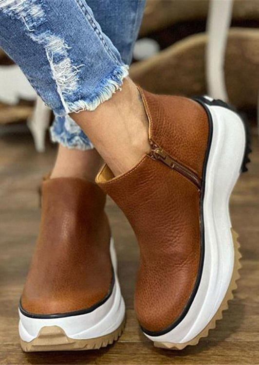

Sneakers Platform Heightened Zipper Sneakers in Brown. Size: ,38,39,40,41