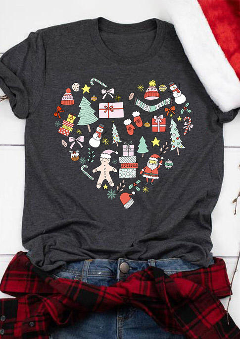 

T-shirts Tees Christmas Favorites Things Heart T-Shirt Tee in Dark Grey. Size: ,L,XL