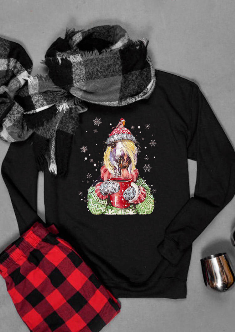 

Sweatshirts Hat Horse Snowflake Sweatshirt in Black. Size: L,M,,XL