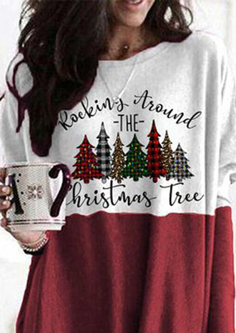 Rocking Around The Christmas Tree Mini Dress - Burgundy