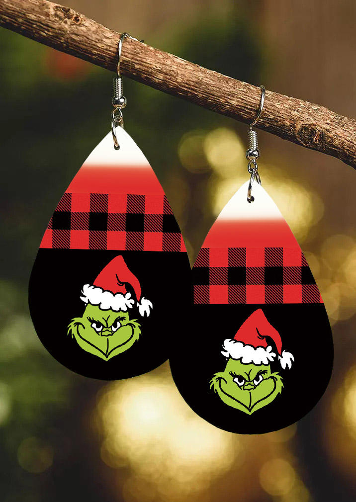 

Earrings Christmas Hat Cartoon Gradient Plaid Earrings in Multicolor. Size