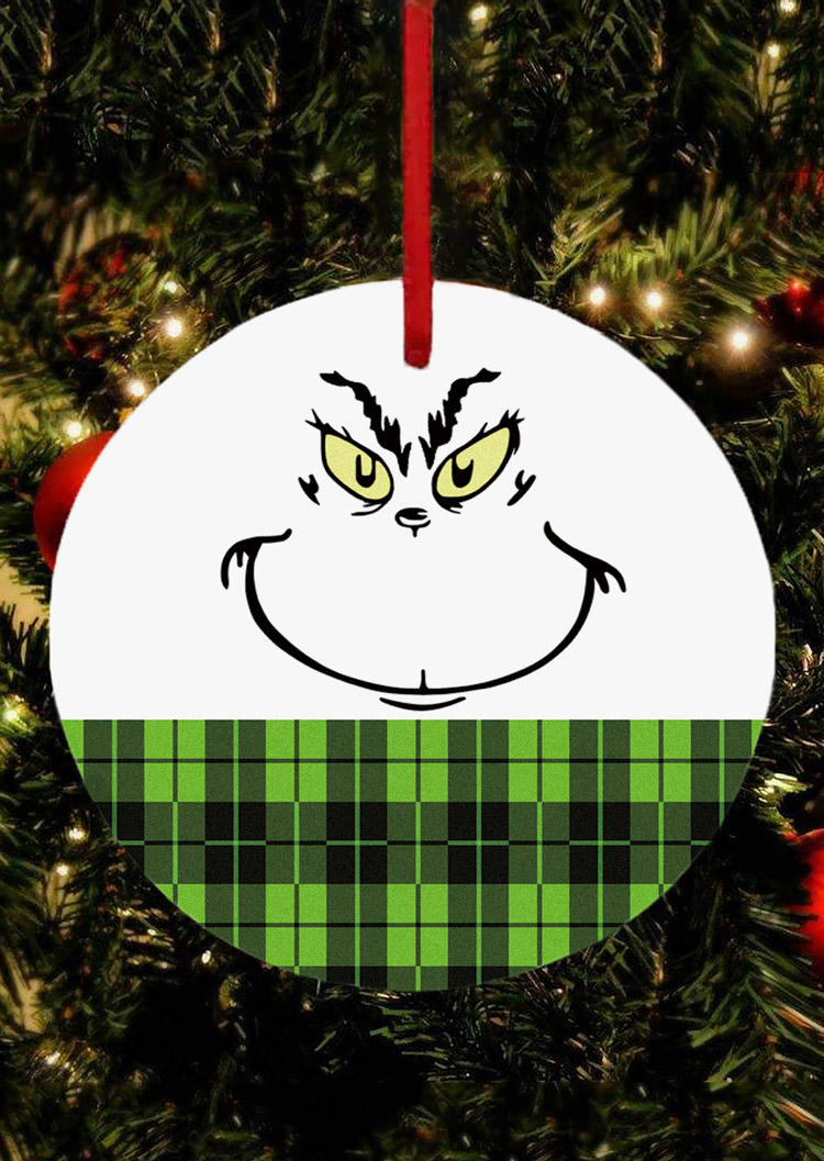 Christmas Decoration Cartoon Plaid Pendant Ornament in Green. Size: One Size
