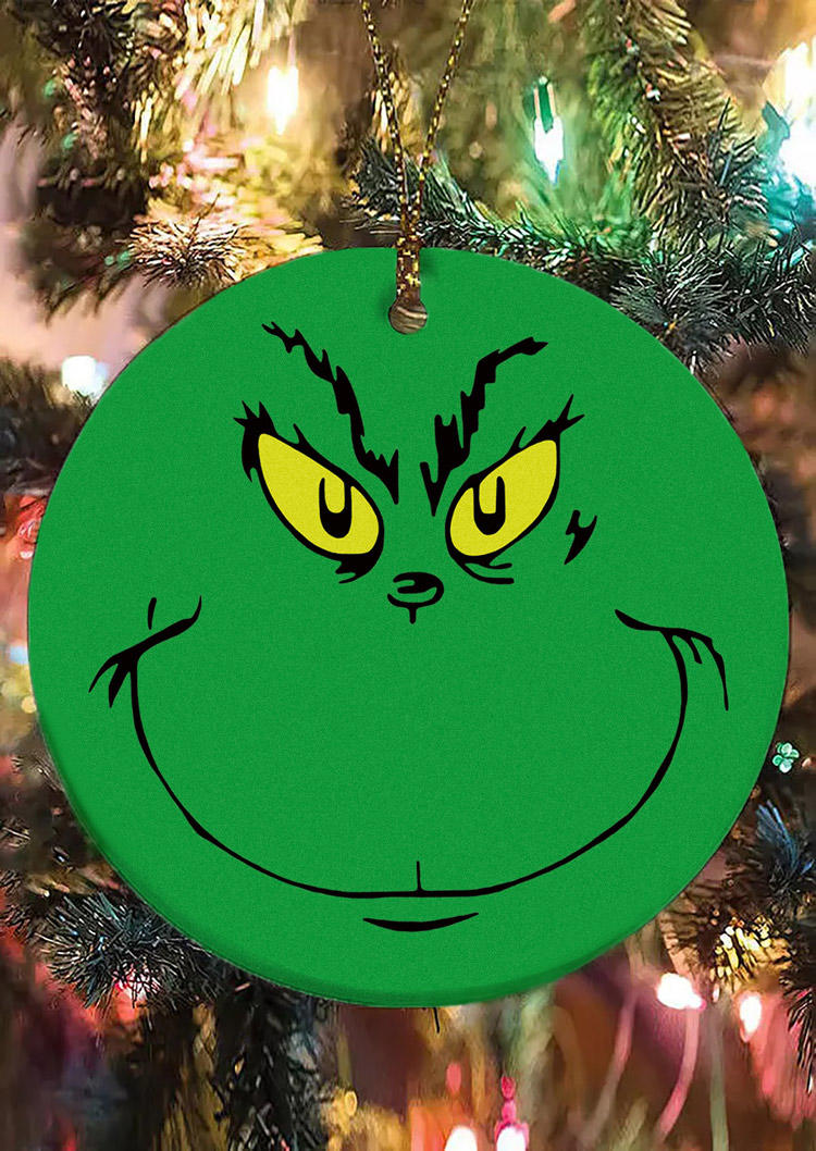 Christmas Decoration Cartoon Face Pendant Ornament in Green. Size: One Size