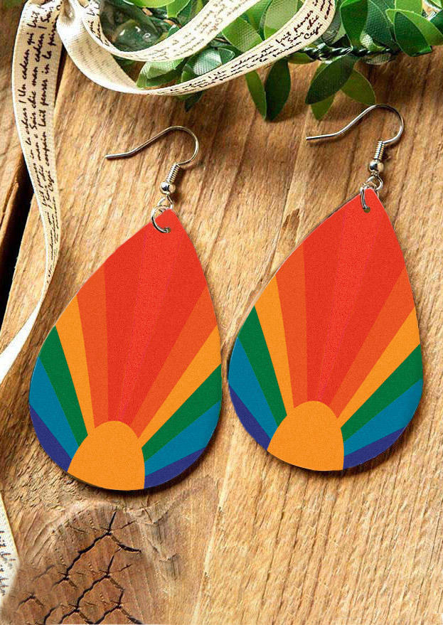 Earrings Rainbow Water Drop Alloy Earrings in Multicolor. Size