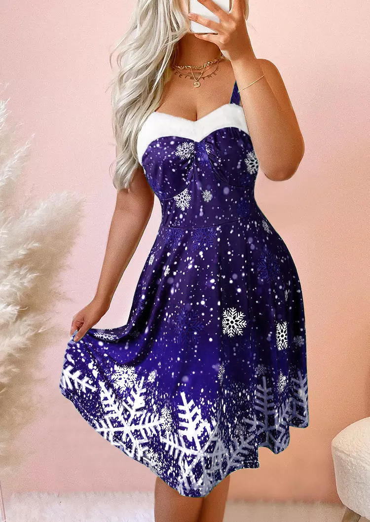 

Mini Dresses Christmas Snowflake Spaghetti Strap Mini Dress in Purple. Size