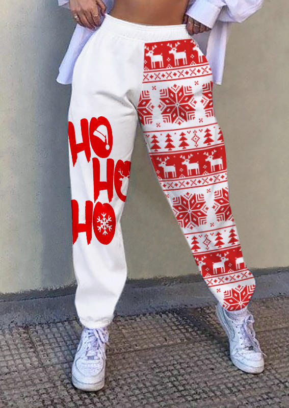 

Pants Snowflake Ho Ho Ho Sweatpants in White. Size: ,XL