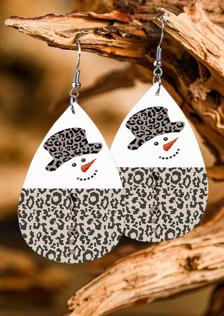 

Earrings Christmas Snowman Leopard Water Drop Earrings in Multicolor. Size