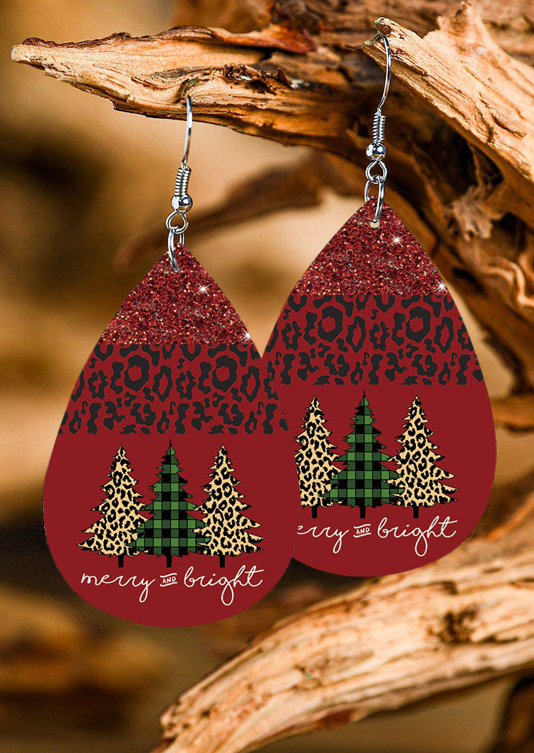 

Earrings Merry And Bright Plaid Leopard Trees Earrings in Multicolor. Size