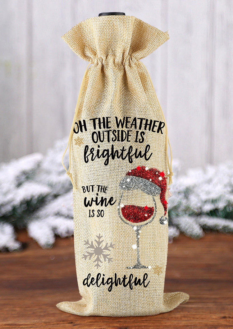 

Christmas Decoration Christmas Hat Wine Glass Bottle Cover in Beige. Size