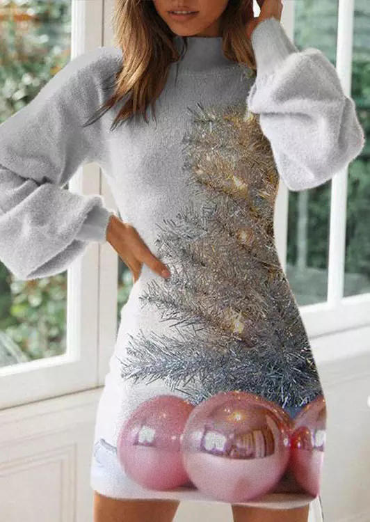 

Mini Dresses Christmas Long Sleeve Mini Dress in Gray. Size: ,L,XL