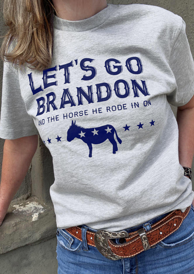 T-shirts Tees Let's Go Brandon Star T-Shirt Tee in Light Grey. Size: L