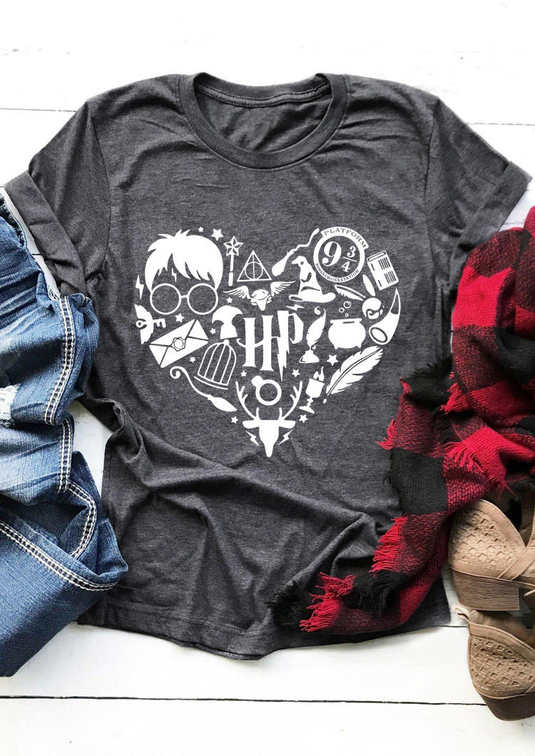 

T-shirts Tees Harry Potter Heart T-Shirt Tee in Dark Grey. Size