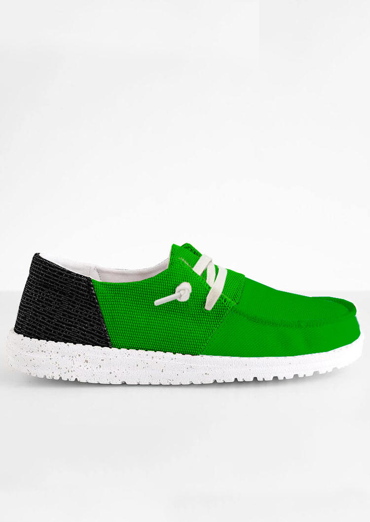 

Sneakers Color Block Round Toe Flat Sneakers in Green. Size: ,38,39,40,41
