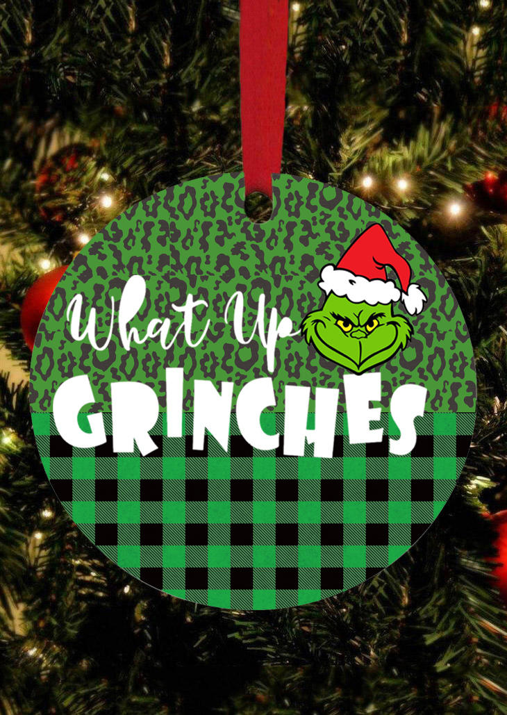 

Christmas Decoration Christmas What Up Cartoon Leopard Plaid Pendant Ornament in Green. Size