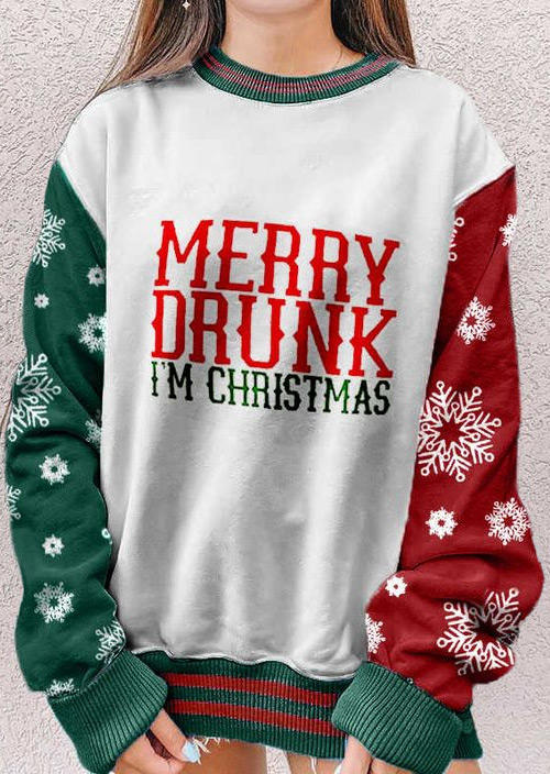 

Sweatshirts Merry Drunk I'm Christmas Snowflake Sweatshirt in White. Size: ,M,L,XL
