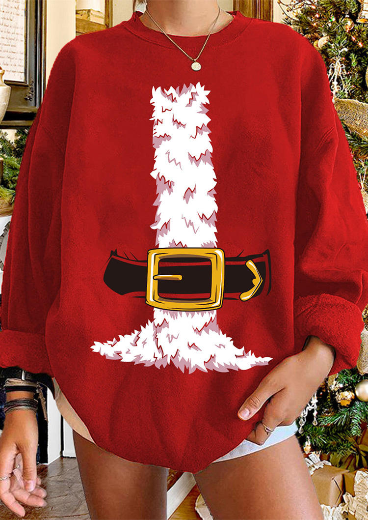 

Sweatshirts Christmas Santa' Belt Long Sleeve Sweatshirt in Red. Size: ,M,L,XL
