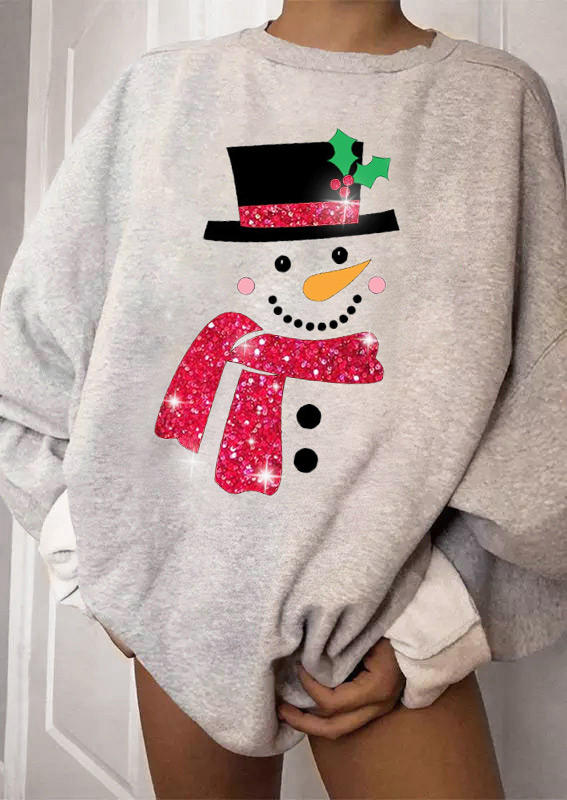 

Sweatshirts Christmas Snowman Long Sleeve Sweatshirt in Gray. Size: ,M,L,XL