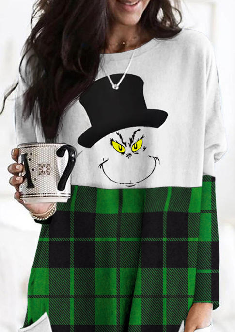 

Mini Dresses Cartoon Pocket Plaid Mini Dress in Green. Size: L,M,,XL
