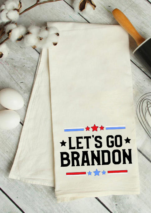 

Let's Go Brandon Star Tea Towel in White. Size