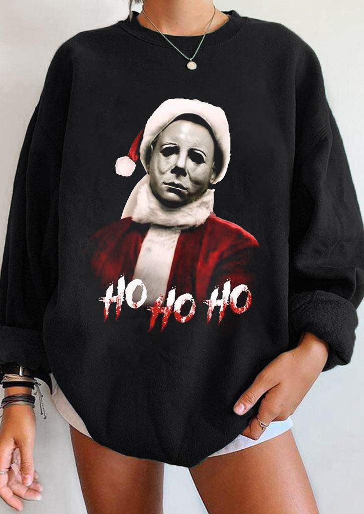 

Sweatshirts Horror Christmas Ho Ho Ho Long Sleeve Sweatshirt in Black. Size: ,M,L,XL