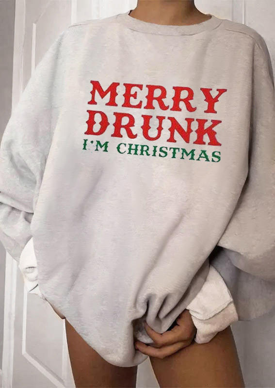 

Sweatshirts Merry Drunk I'm Christmas Sweatshirt in Light Grey. Size: ,M,L,XL