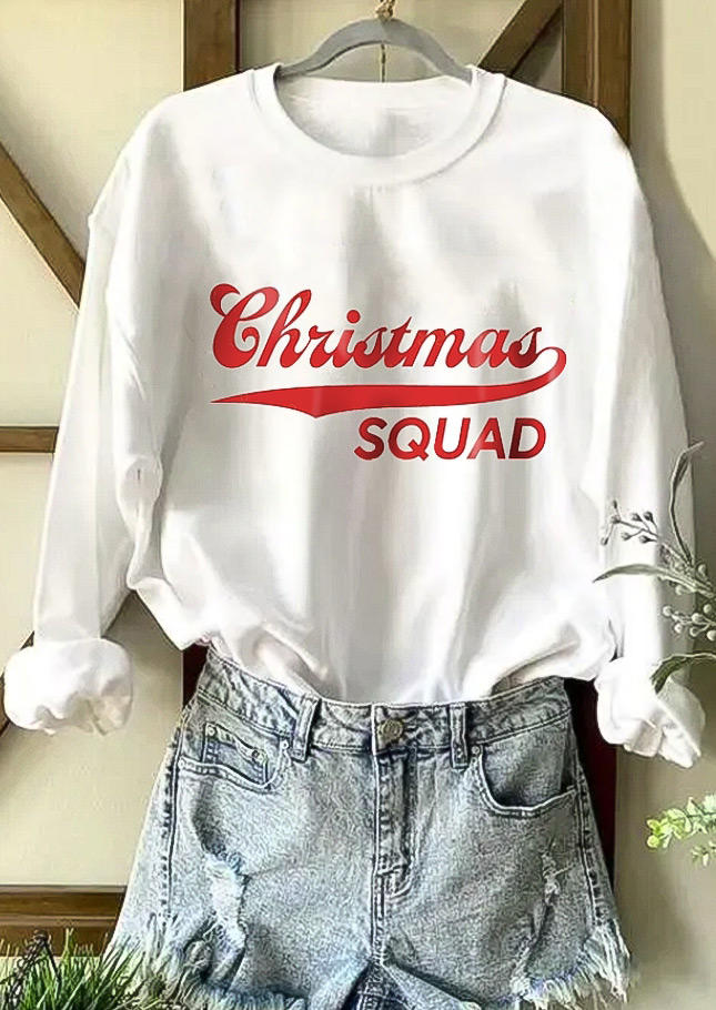 Sweatshirts Christmas Squad Long Sleeve Sweatshirt in White. Size: L,M,S,XL