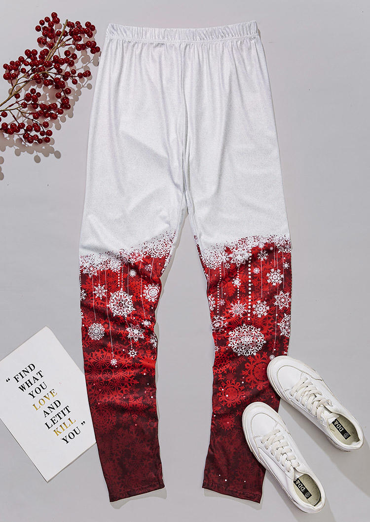 

Leggings Christmas Snowflake Elastic Waist Leggings in Red. Size