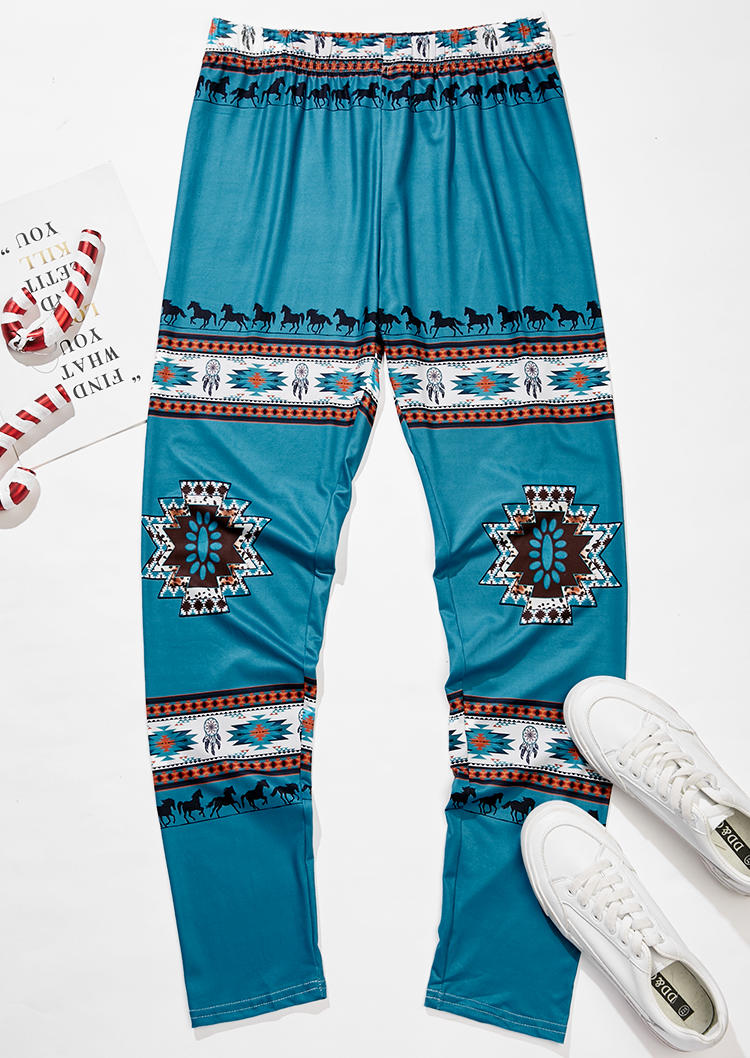 

Leggings Aztec Geometric Horse Turquoise Leggings in Multicolor. Size