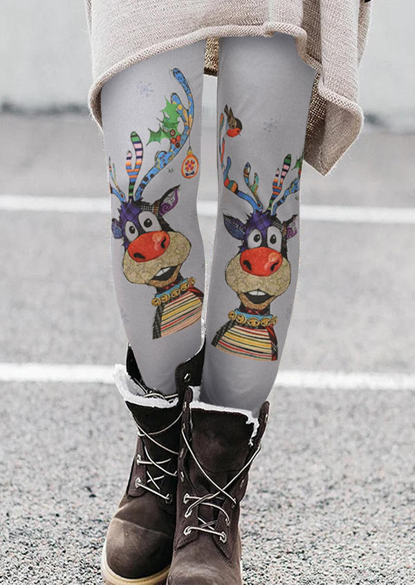 

Leggings Christmas Reindeer Skinny Leggings in Gray. Size: ,M,L,XL