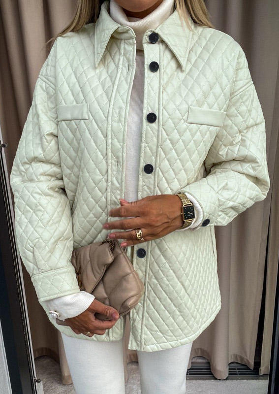 

Coats Decorative Fake Pocket Button Rhombus Parka Coat in Beige. Size: ,M,L,XL