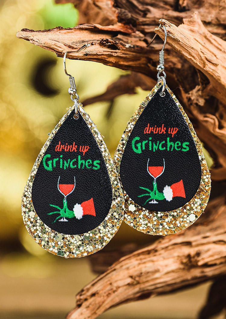 

Earrings Christmas Drink Up Wine Glass Sequined Earrings in Multicolor. Size