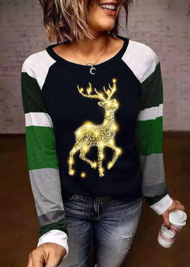 T-shirts Tees Reindeer Color Block T-Shirt Tee in Black. Size: M