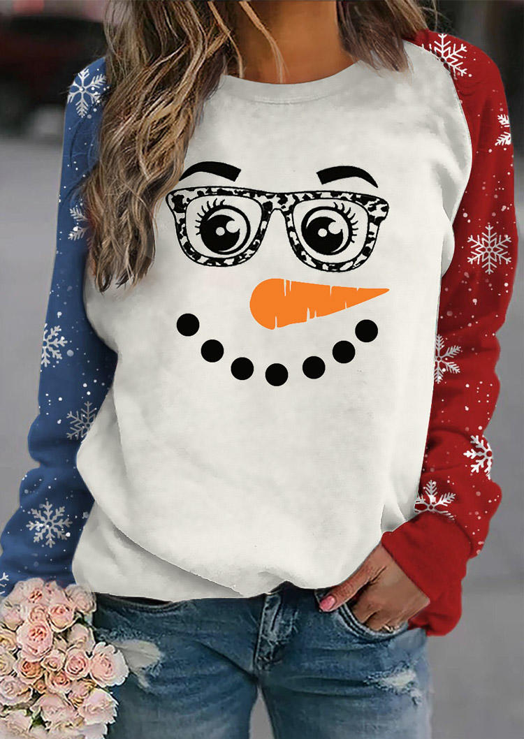 Sweatshirts Snowman Pullover Sweatshirt in White. Size: L,M,S