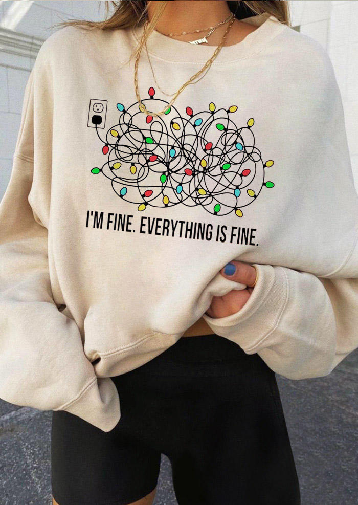 

Sweatshirts I'm Fine Everything Is Fine Sweatshirt in Apricot. Size: ,M,L,XL