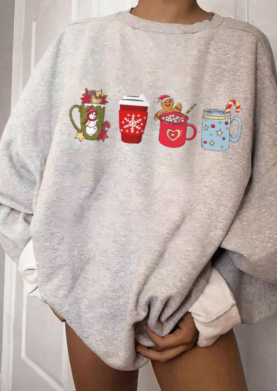 

Sweatshirts Christmas Snomen Snowflake Gingerbread Man Sweatshirt in Light Grey. Size: ,M,L,XL