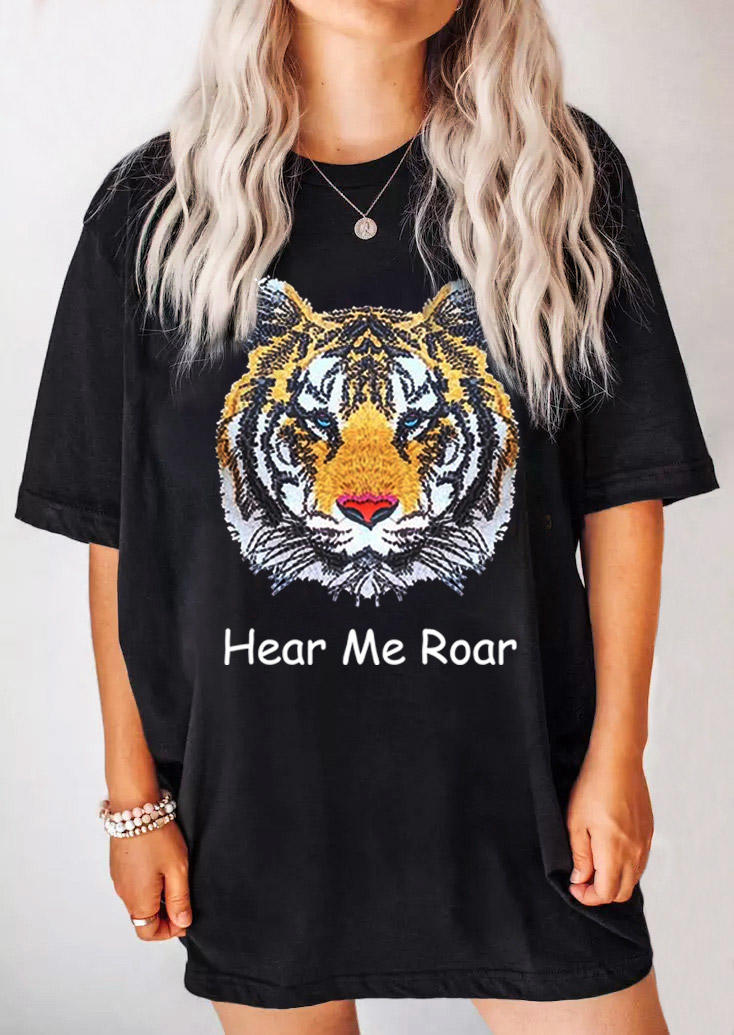 

T-shirts Tees Hear Me Roar Tiger T-Shirt Tee in Black. Size: ,M,L,XL