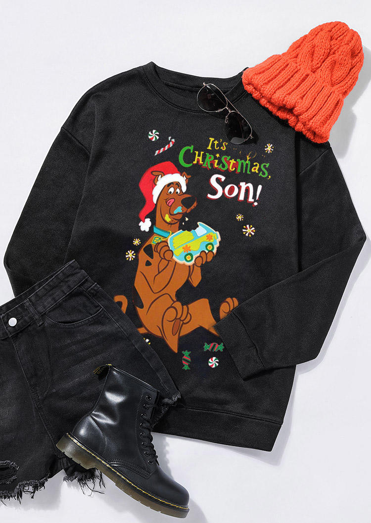 

Sweatshirts It' Christmas Son Cartoon Pullover Sweatshirt in Black. Size: ,M,L,XL