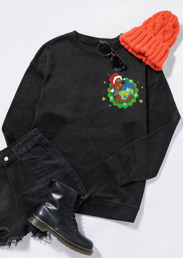 

Sweatshirts Christmas Hat Cartoon Pullover Sweatshirt in Black. Size: ,M,L,XL