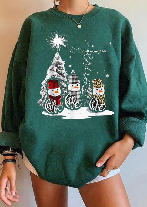 

Sweatshirts Christmas Snowman Plaid Leopard Sweatshirt in Green. Size: ,M,L,XL