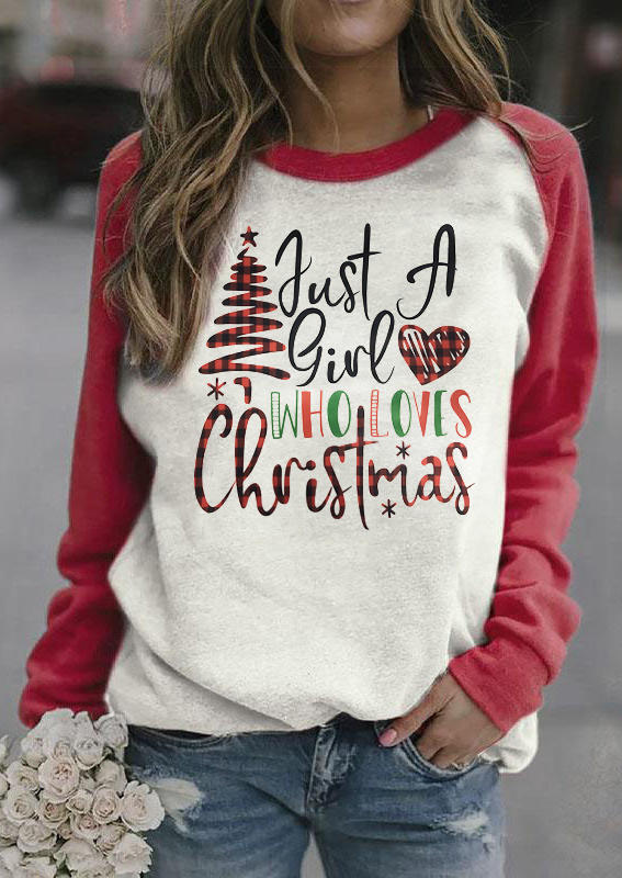 Sweatshirts Just A Girl Who Loves Christmas Tree Sweatshirt in Green. Size: M,S,XL