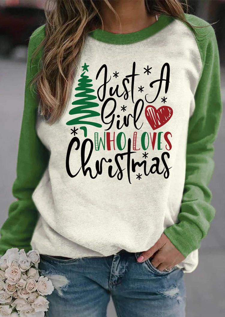 Sweatshirts Just A Girl Who Loves Christmas Tree Sweatshirt in Red. Size: S