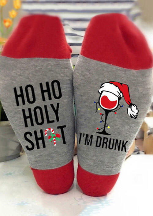 

Crew Socks Ho Ho I'm Drunk Casual Crew Socks in Black. Size